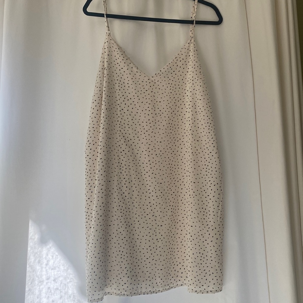 White w black fleck dress, size L